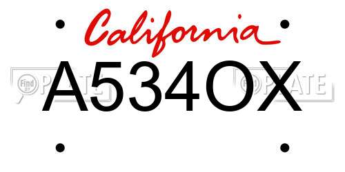 A534OX California License Plate