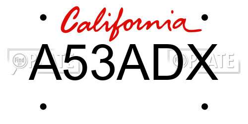 A53ADX California License Plate