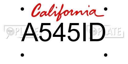 A545ID California License Plate