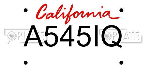 A545IQ California License Plate