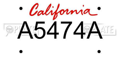 A5474A California License Plate