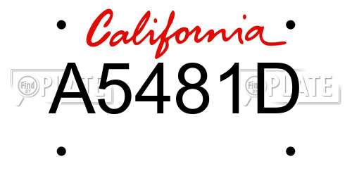 A5481D California License Plate