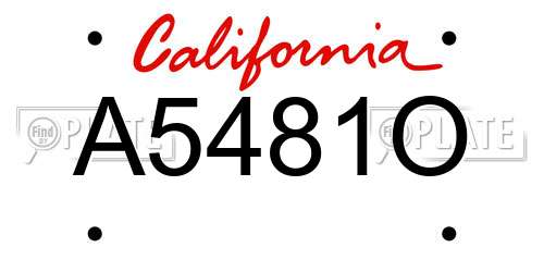 A5481O California License Plate