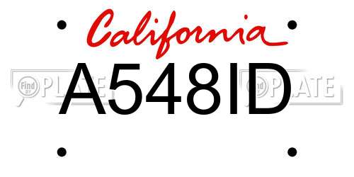 A548ID California License Plate