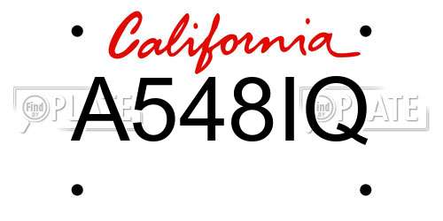 A548IQ California License Plate