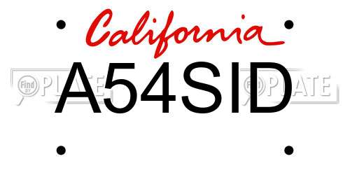 A54SID California License Plate