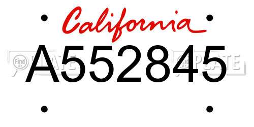 A552845 California License Plate