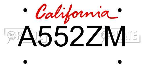 A552ZM California License Plate