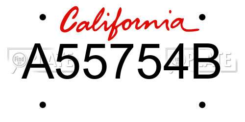 A55754B California License Plate