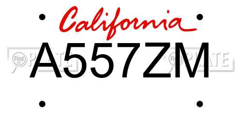 A557ZM California License Plate
