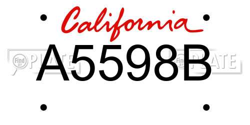 A5598B California License Plate