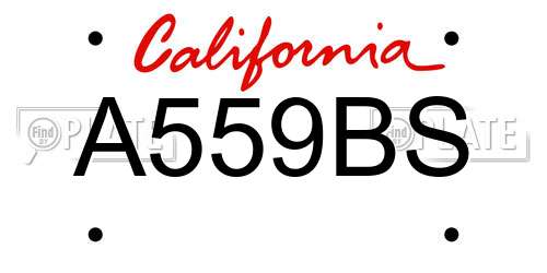 A559BS California License Plate