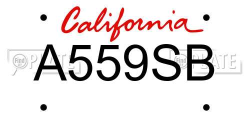 A559SB California License Plate