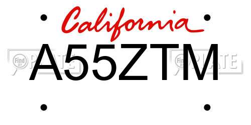 A55ZTM California License Plate
