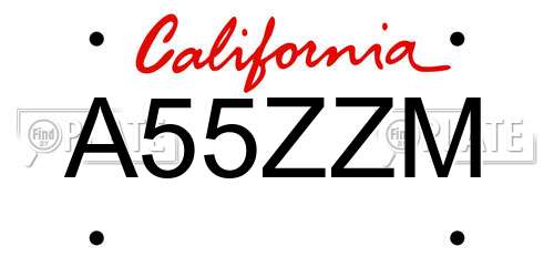 A55ZZM California License Plate