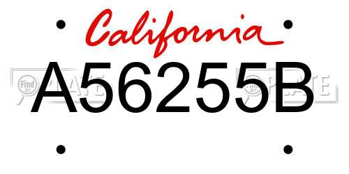 A56255B California License Plate