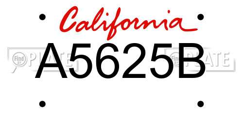 A5625B California License Plate