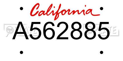 A562885 California License Plate