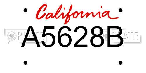 A5628B California License Plate