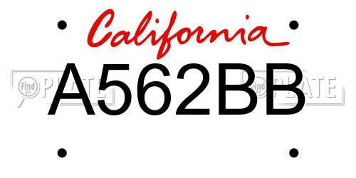 A562BB California License Plate