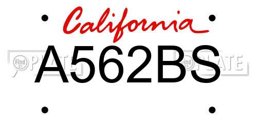 A562BS California License Plate