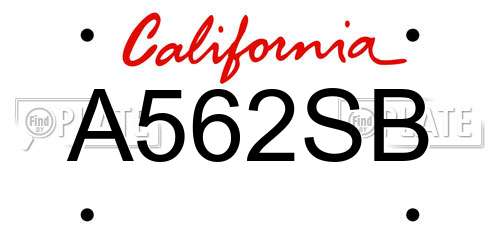 A562SB California License Plate