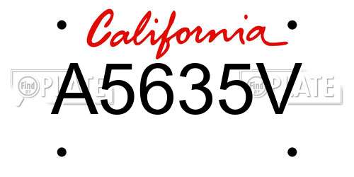 A5635V California License Plate