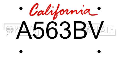 A563BV California License Plate
