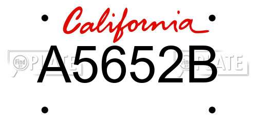 A5652B California License Plate