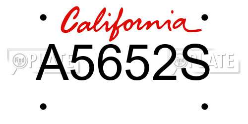 A5652S California License Plate