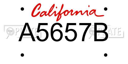A5657B California License Plate
