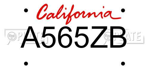 A565ZB California License Plate