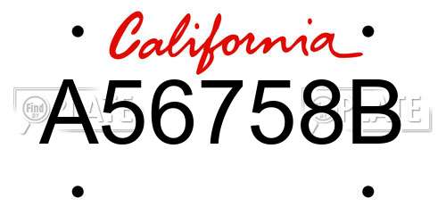 A56758B California License Plate
