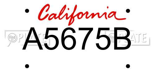 A5675B California License Plate
