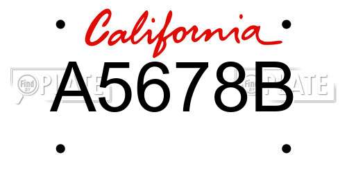 A5678B California License Plate