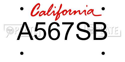 A567SB California License Plate
