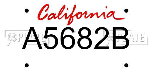 A5682B California License Plate
