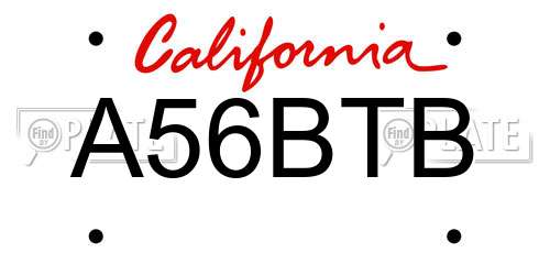 A56BTB California License Plate