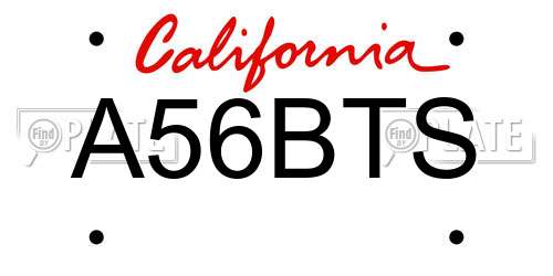 A56BTS California License Plate