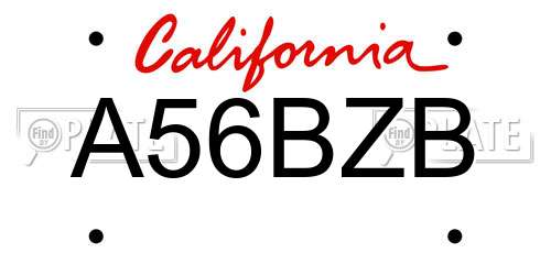 A56BZB California License Plate