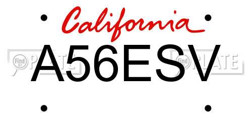 A56ESV California License Plate