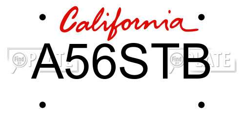 A56STB California License Plate