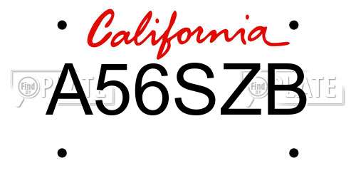 A56SZB California License Plate
