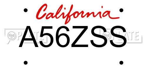 A56ZSS California License Plate