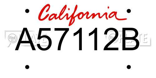 A57112B California License Plate