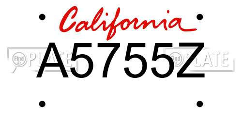 A5755Z California License Plate