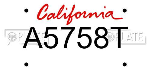 A5758T California License Plate
