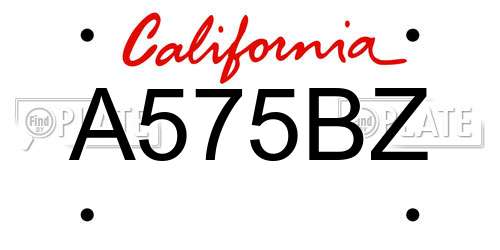 A575BZ California License Plate