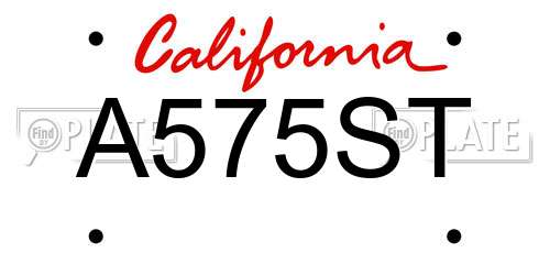 A575ST California License Plate