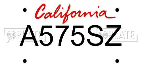 A575SZ California License Plate